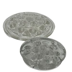 Two Clear Glass Flower Frogs